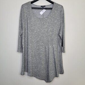 NWT Lane Bryant Gray Gold Asymmetrical Top, Size 26/28